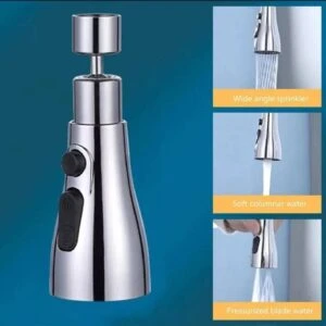 360 Degree Movable Faucet Aerator 3 Mode Jet, X.Cross, Eco Mist, 3 Flow (ST-101)